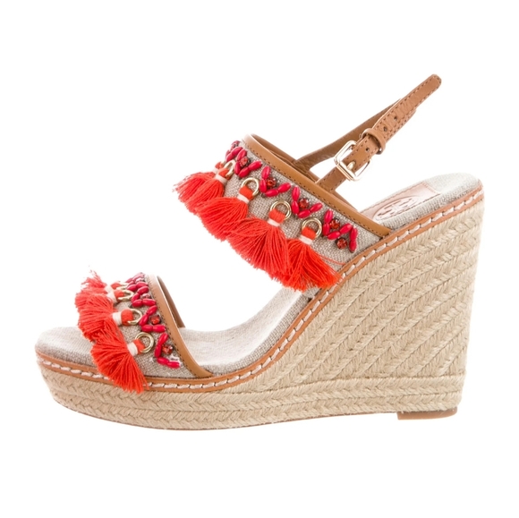 Tory Burch Niyah Espadrille Bohemain Wedge 6.5 - Picture 2 of 10